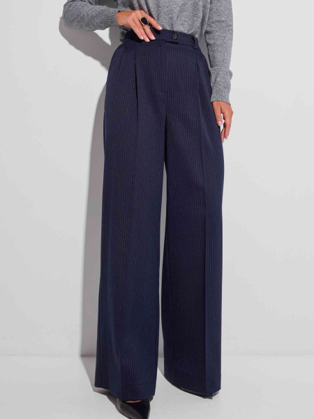Брюки-палаццо женские из вискозы в полоску, темно-синие