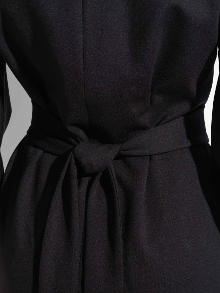 Трикотажное платье-макси с длинным рукавом, черное