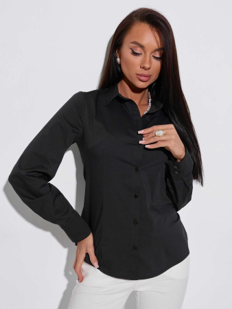 Рубашка женская приталенная из хлопка, черная