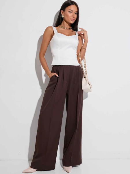 Атласный топ удлиненный, молочный