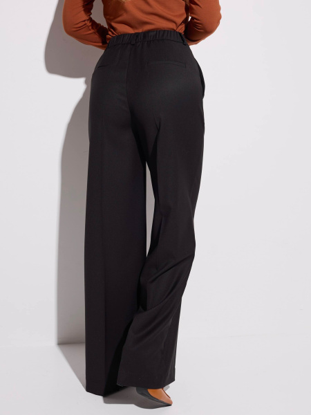 Брюки классические из вискозы с резинкой в поясе, черные