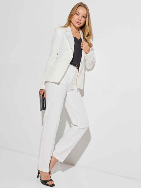 Жакет женский «смокинг» с атласными лацканами, белый