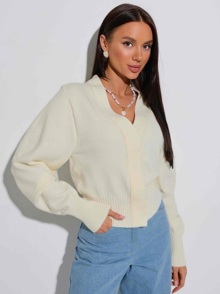 Кардиган с объемными рукавами, белый