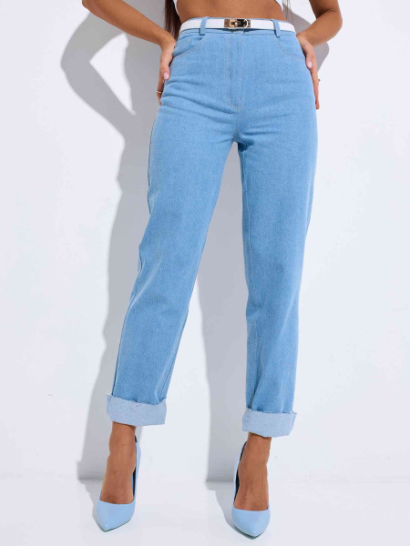 Джинсы прямые женские с необработанным краем