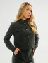 Жакет женский укороченный с отделкой из эко-кожи