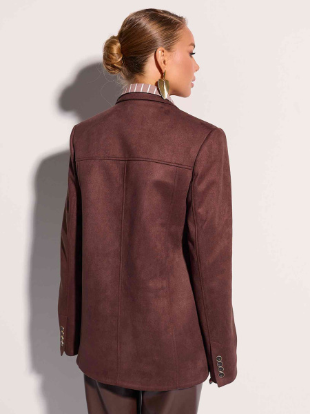 Жакет оверсайз из экозамши, горький шоколад 
