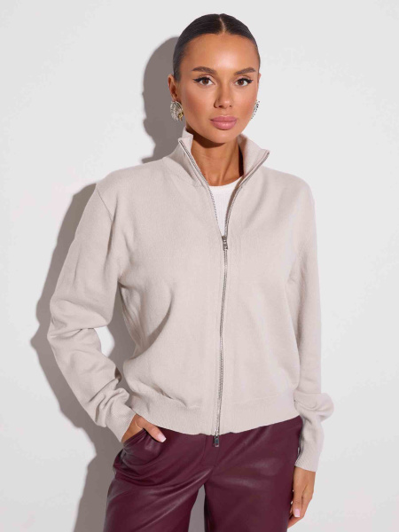Джемпер на молнии, светло-бежевый меланж