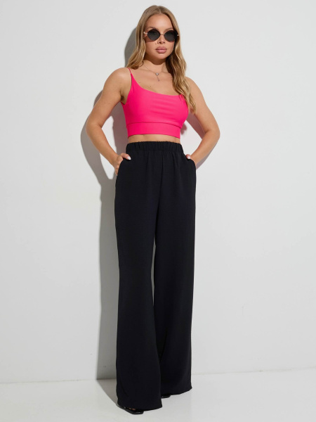 Брюки-палаццо женские на резинке, черные