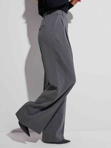 Брюки-палаццо женские из вискозы в полоску, серые