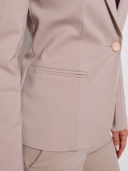 Женский приталенный жакет из хлопка, бежевый