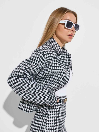 Куртка-рубашка женская из твида, черно-белая