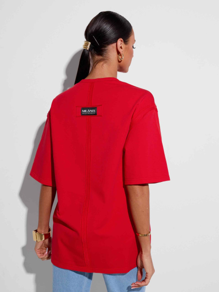 Футболка женская оверсайз, красная