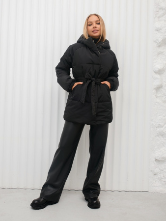 Полупальто женское зимнее с капюшоном
