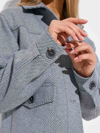 Куртка-рубашка из пальтовой ткани, серая