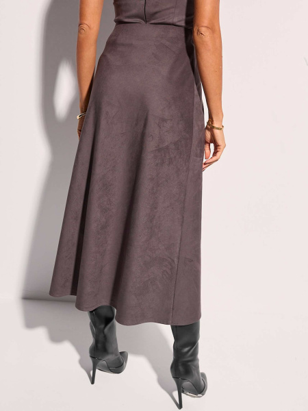 Юбка-трапеция из экозамши, темно-серая