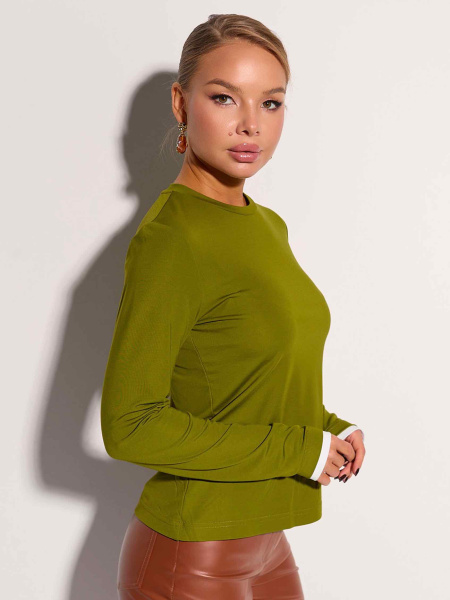 Лонгслив базовый, светло-оливковый