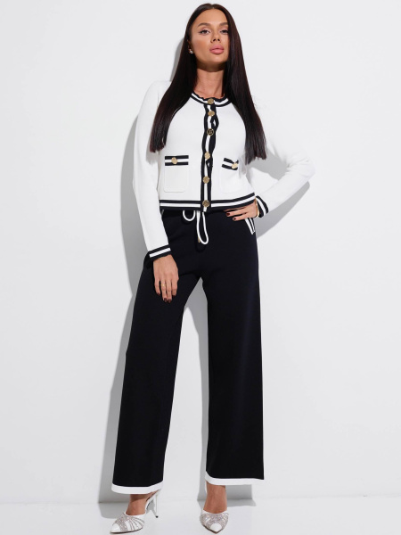 Костюм женский трикотажный с брюками, черно-белый