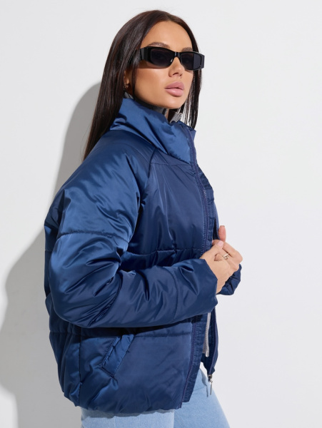 Куртка женская короткая демисезонная, темно-синяя