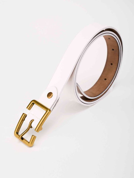 Ремень из натуральной кожи классический, белый