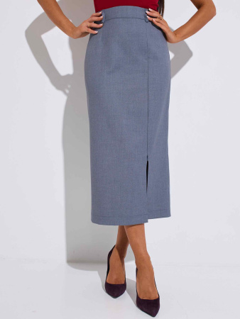 Юбка-миди классическая с разрезом на молнии, серая