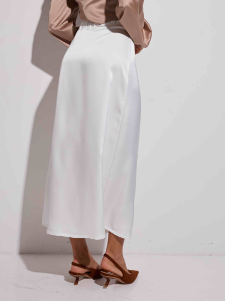 Юбка-миди атласная, молочная