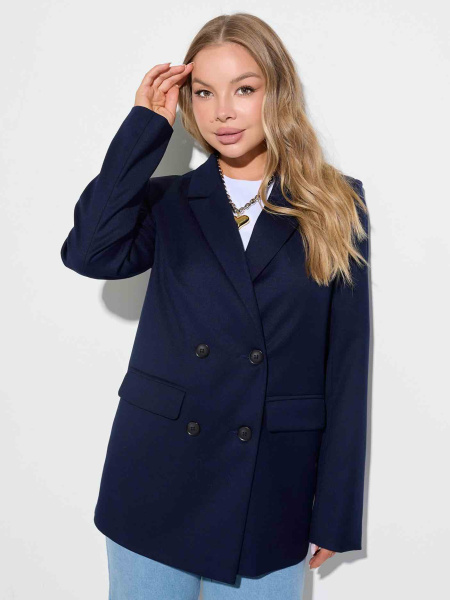 Женский жакет двубортный из вискозы, темно-синий