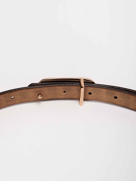 Ремень кожаный с овальной пряжкой, черный