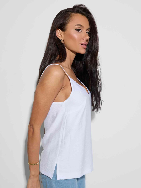 Топ базовый из вискозы на тонких бретельках, белый