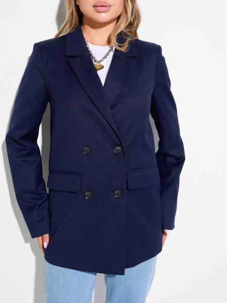 Женский жакет двубортный из вискозы, темно-синий