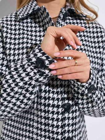 Куртка-рубашка женская из твида, черно-белая