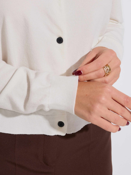 Кардиган с круглой горловиной, белый