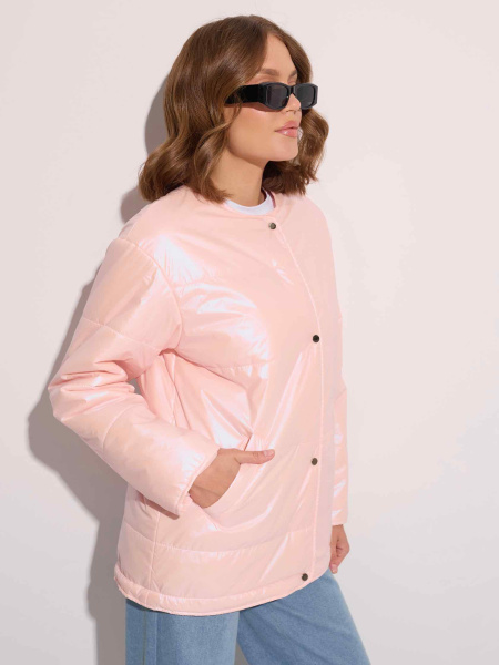 Куртка демисезонная c круглой горловиной, розовый жемчуг 