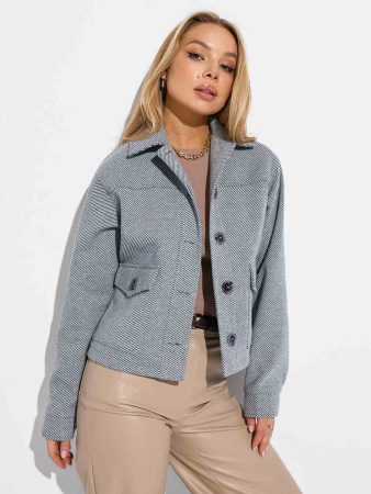 Куртка-рубашка из пальтовой ткани, серая