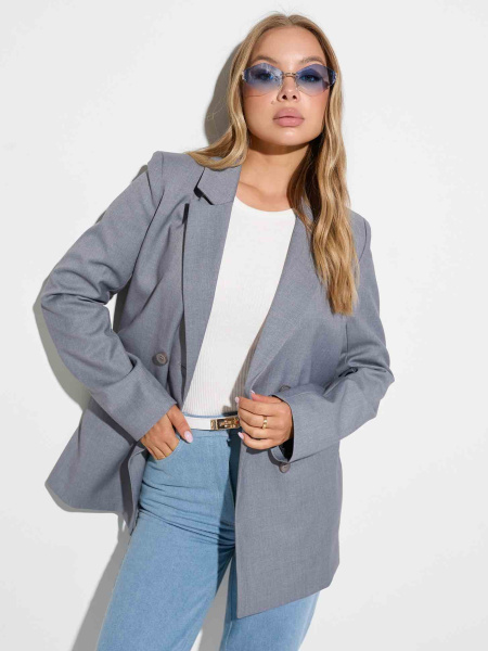 Женский жакет двубортный из вискозы, серый