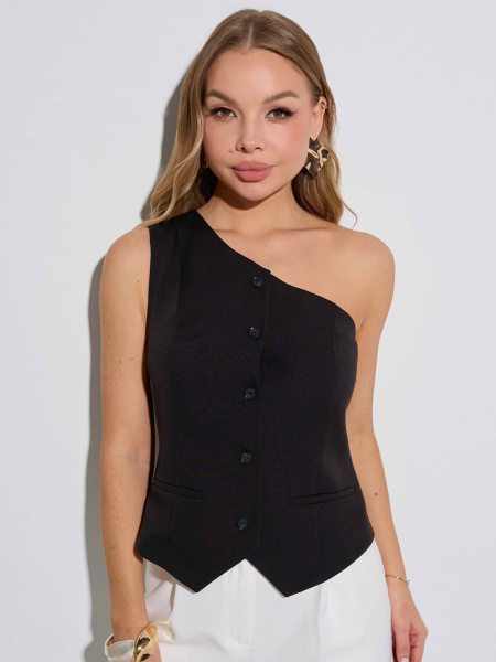 Жилет костюмный на одно плечо, черный