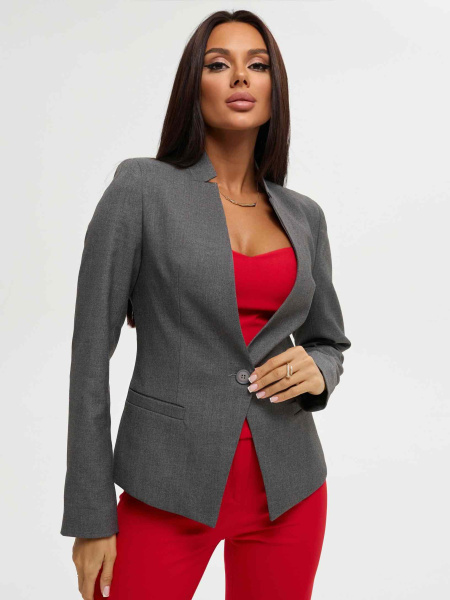 Жакет женский приталенный из вискозы, темно-серый