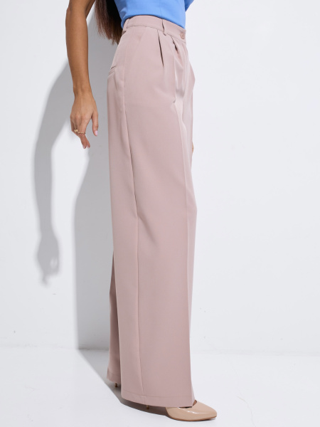 Брюки-палаццо женские с высокой посадкой, темно-бежевые