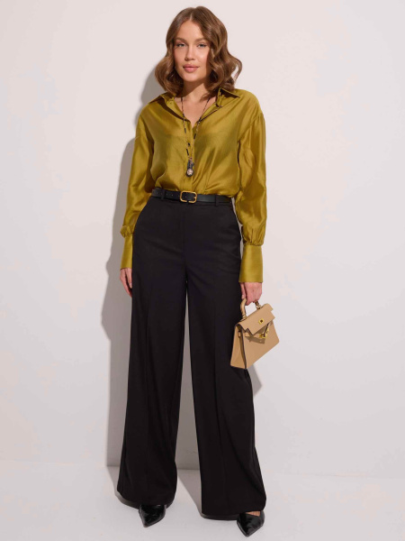 Брюки-палаццо женские из вискозы со стрелками, черные