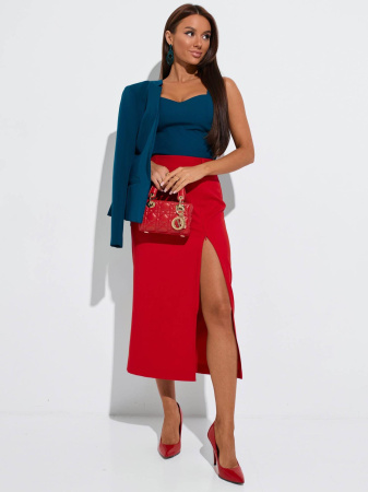 Юбка-миди классическая с разрезом на молнии