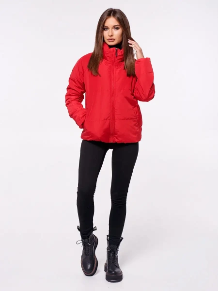 Куртка женская короткая демисезонная, красная