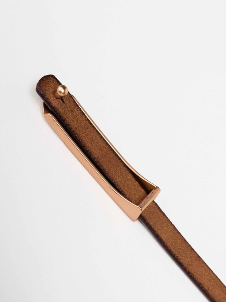 Ремень кожаный тонкий, коричневый 