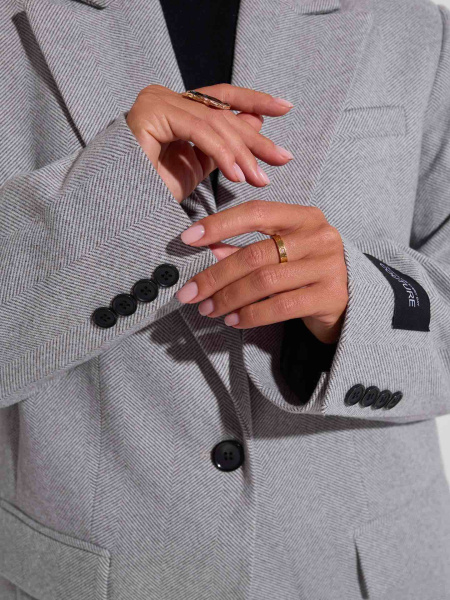 Пальто-пиджак с поясом, светло-серое