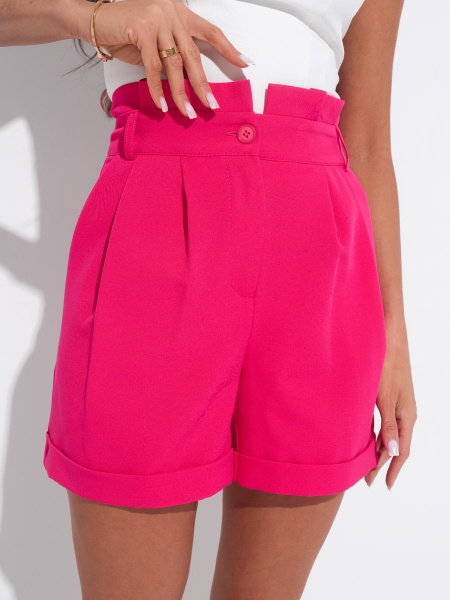 Шорты женские со сборкой на талии, малиновые