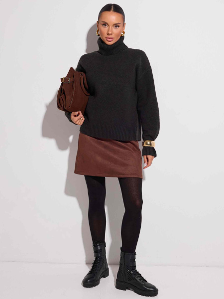 Базовый свитер с высоким воротником, графит