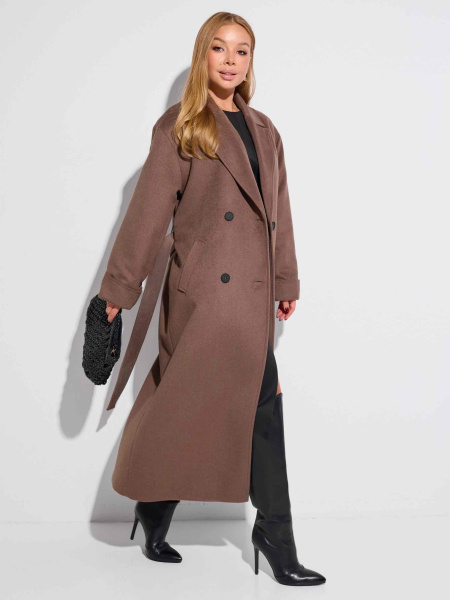 Двубортное женское пальто классическое, латте