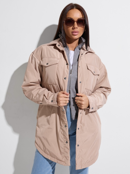 Куртка-рубашка женская, бежевая