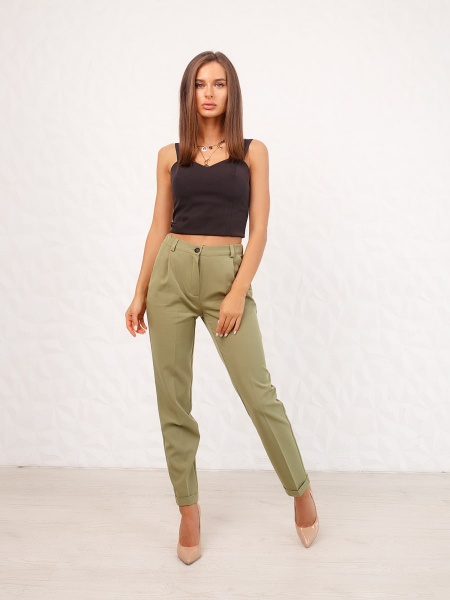 Брюки женские офисные классические, оливковые