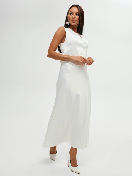 Атласная юбка-макси, молочная