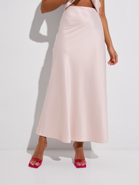 Атласная юбка-макси, бежевая