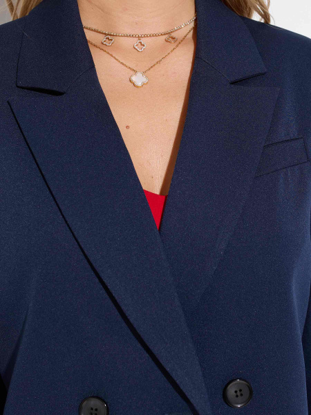 Жакет женский укороченный двубортный, темно-синий